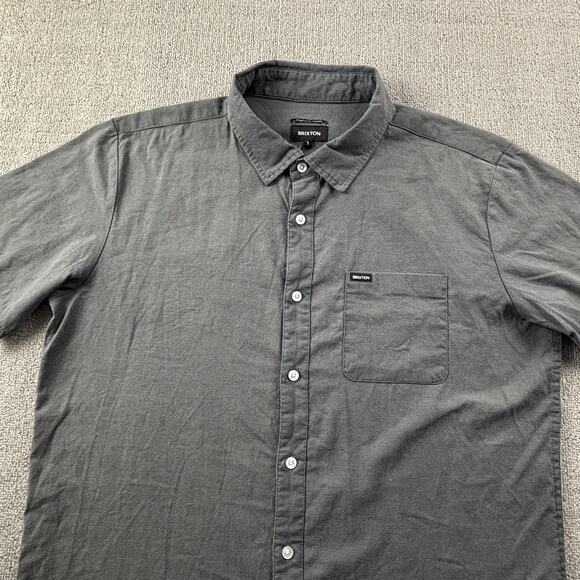 Brixton Shirt Adult Large Gray Button Up Short Sleeve Casual Streetwear Men's - Picture 3 of 14
